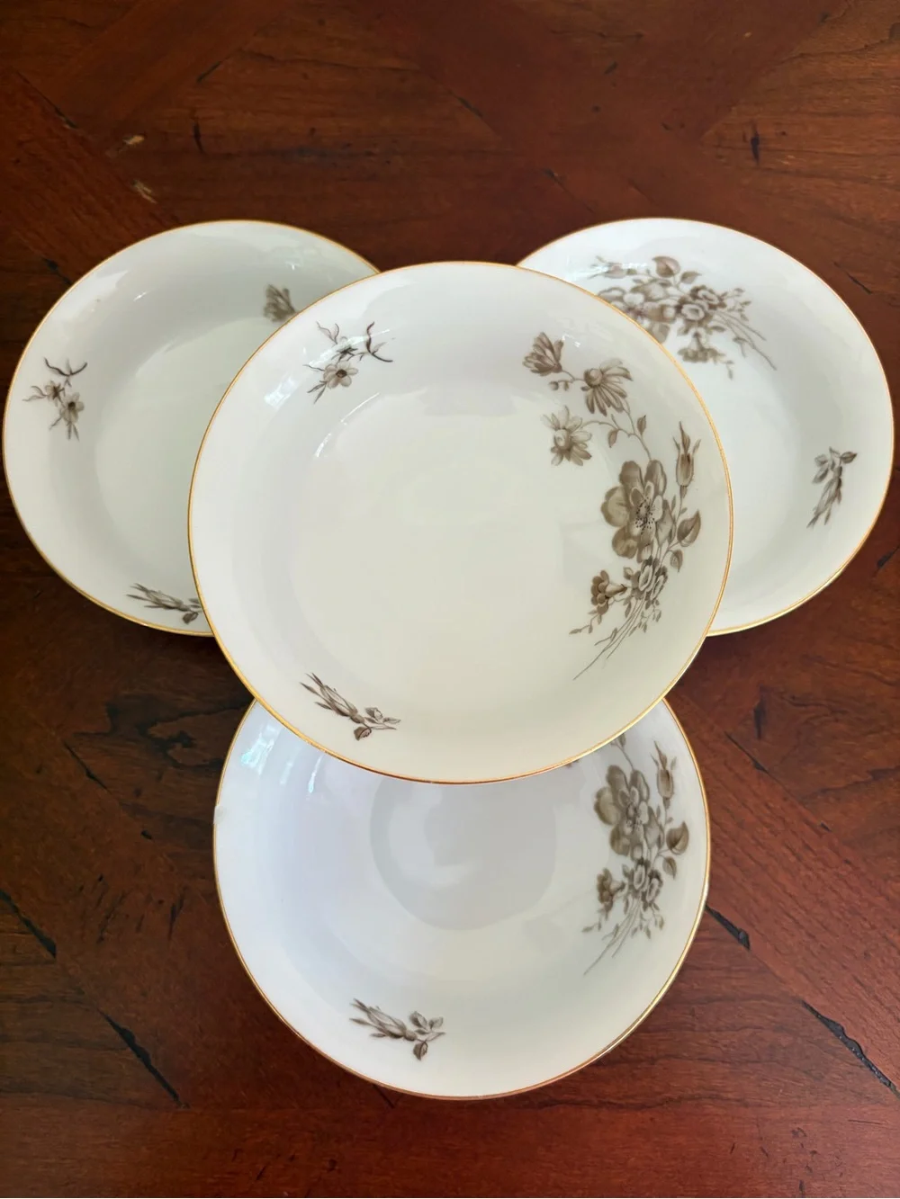 Vintage Johann Haviland Twilight Rose Set of 4 Berry Bowls, Bavaria Germany,